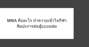 MMA คืออะไร ทำความเข้าใจกีฬาศิลปะการต่อสู้แบบผสม